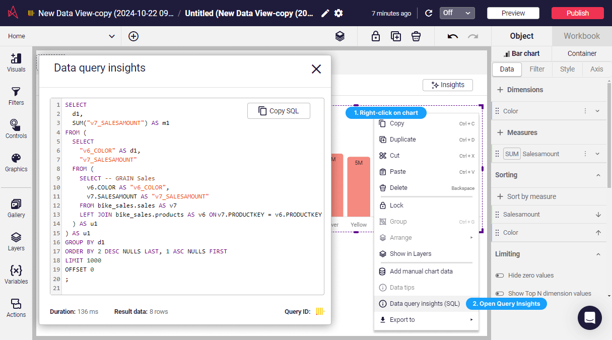 Сгенерированный SQL для визуализаций Astrato