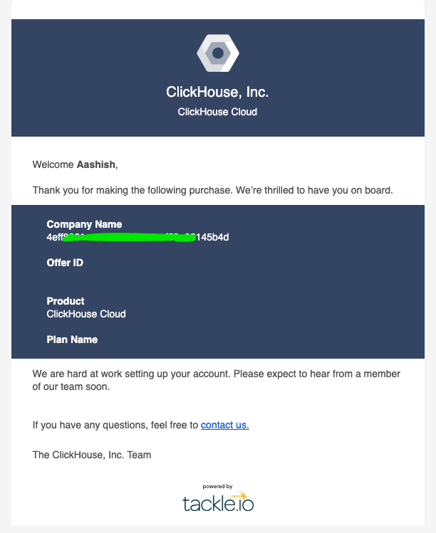 Подтверждение подписки по электронной почте GCP Marketplace